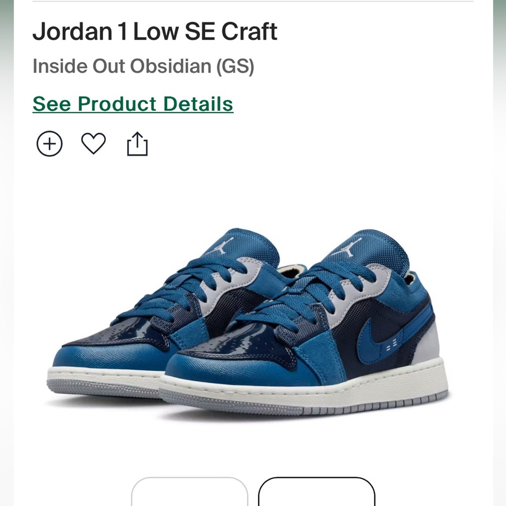 Air Jordan 1 low SE Craft GS inside out obsidian